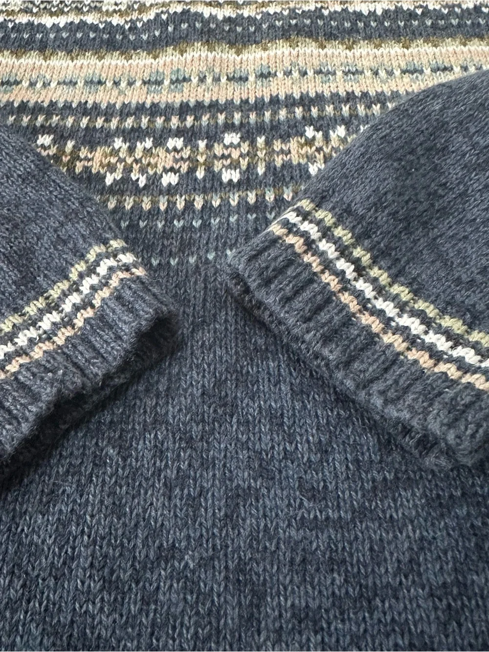 Womens XL Heirloom Collectibles Blue Fair Isle Turtleneck Sweater